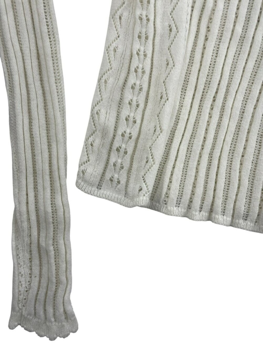 American Eagle Outfitters White Cotton Pointelle Knit Button Sweater Wmn's Sz XS - Picture 4 of 6